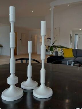 CB2 Wadsworth Modern Cream Sculptural Candle Holders Set of 3